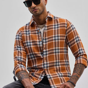 Orange Checks Slim Fit Shirt