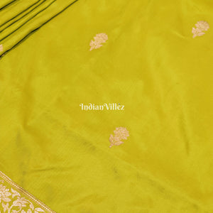 Lime Green Designer Banarasi Katan Silk Saree