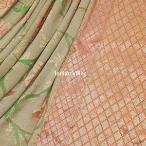 Flower Motif Banarasi Khaddi Georgette Saree