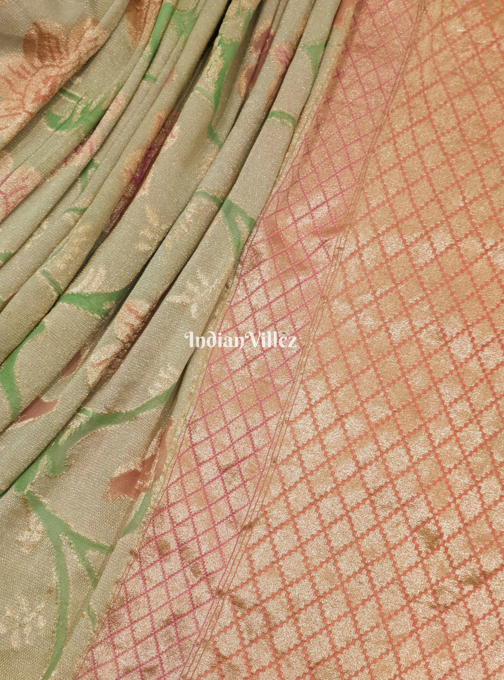 Flower Motif Banarasi Khaddi Georgette Saree