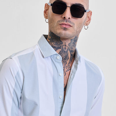 Light Green Stripes Slim Fit Shirt