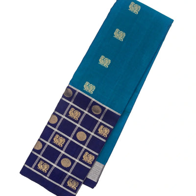 Blue Handloom Soft Silk Saree With Annam Buttas