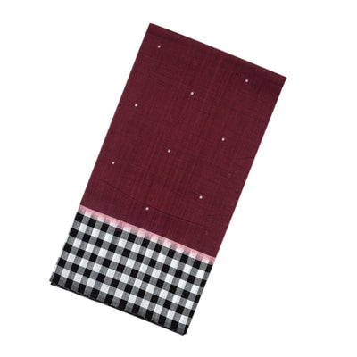 Maroon Handloom Orissa Cotton Saree With Black Tie & Dye Pallu