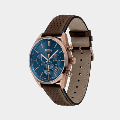 Champion Men Quartz Blue Dial Chronograph Leather Watch 1513817