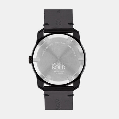Bold Men Quartz Black Dial Analog Leather Watch 3601154
