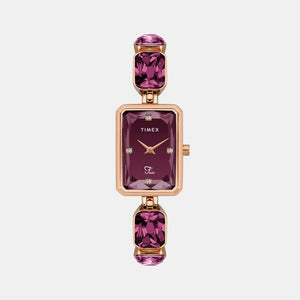 Fria Women Quartz Burgundy Dial Analog Brass Watch TWEL16903