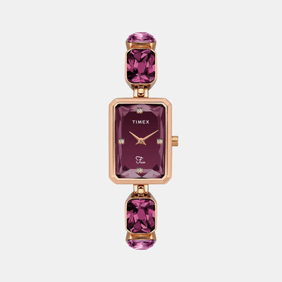 Fria Women Quartz Burgundy Dial Analog Brass Watch TWEL16903