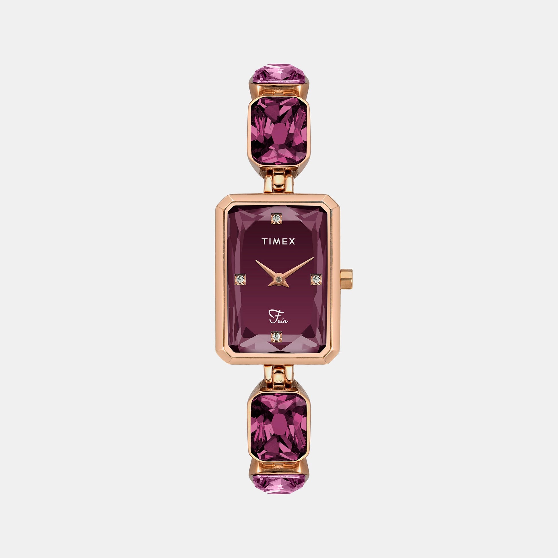 Fria Women Quartz Burgundy Dial Analog Brass Watch TWEL16903