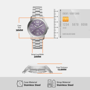 Fossil Heritage Women Automatic Purple Dial Analog Stainless Steel Watch ME3246