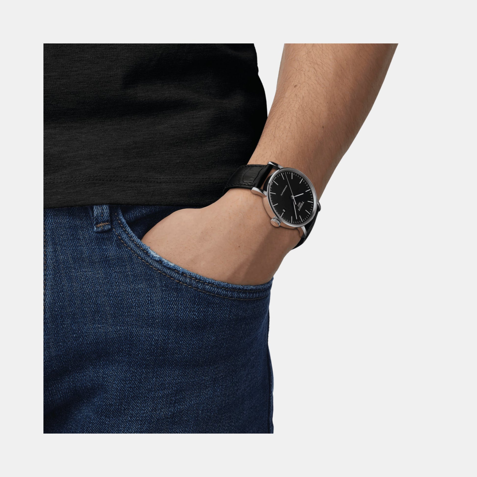 Everytime Men Automatic Black Dial Analog Leather Watch T1094071605100