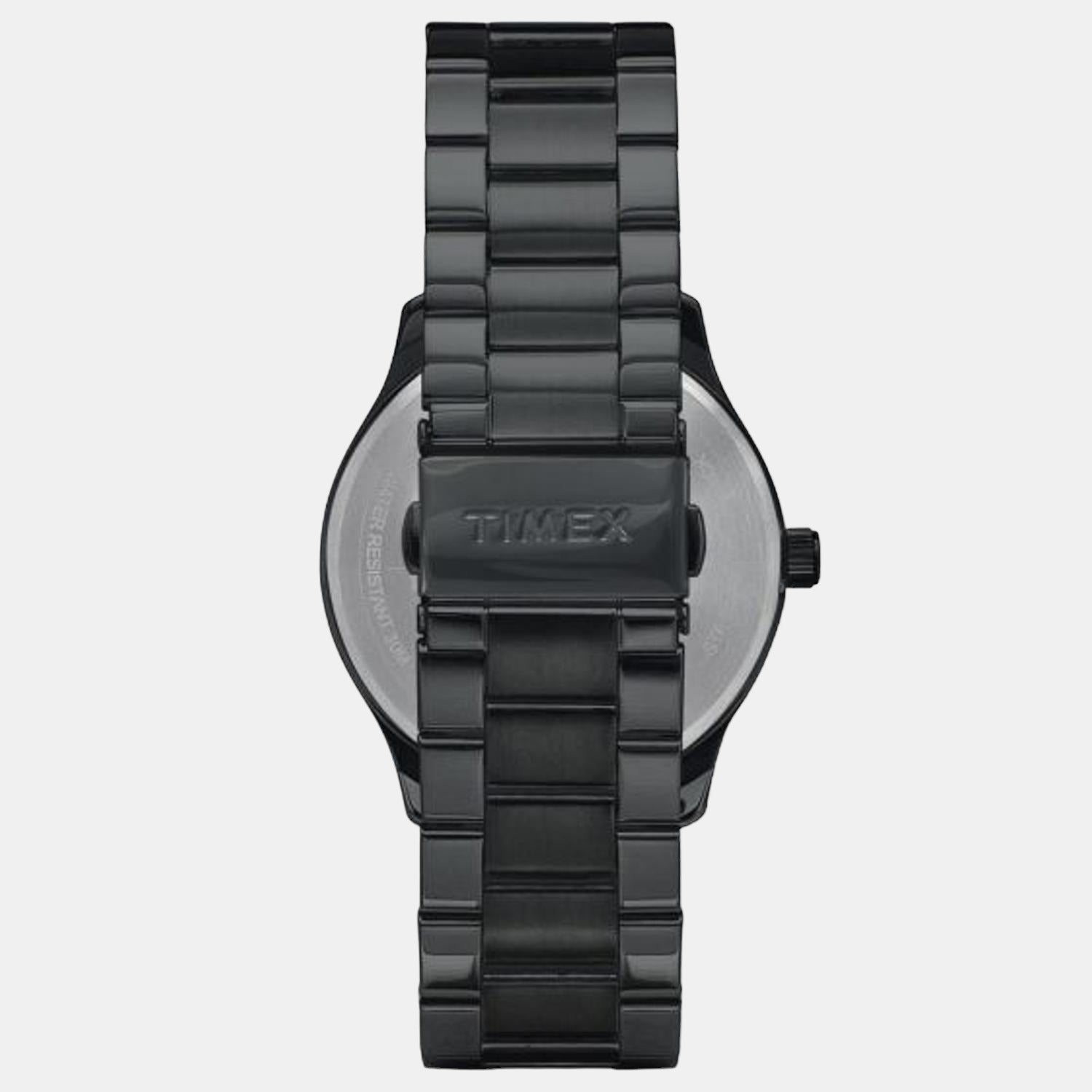 Fashion Men Quartz Black Dial Multi-Function Stainless Steel Watch TWEG18508