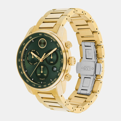 Bold Men Quartz Green Dial Chronograph Stainless Steel Watch 3600948