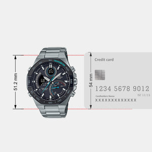 Edifice Men Quartz Black Dial Analog-Digital Stainless Steel Watch EX554