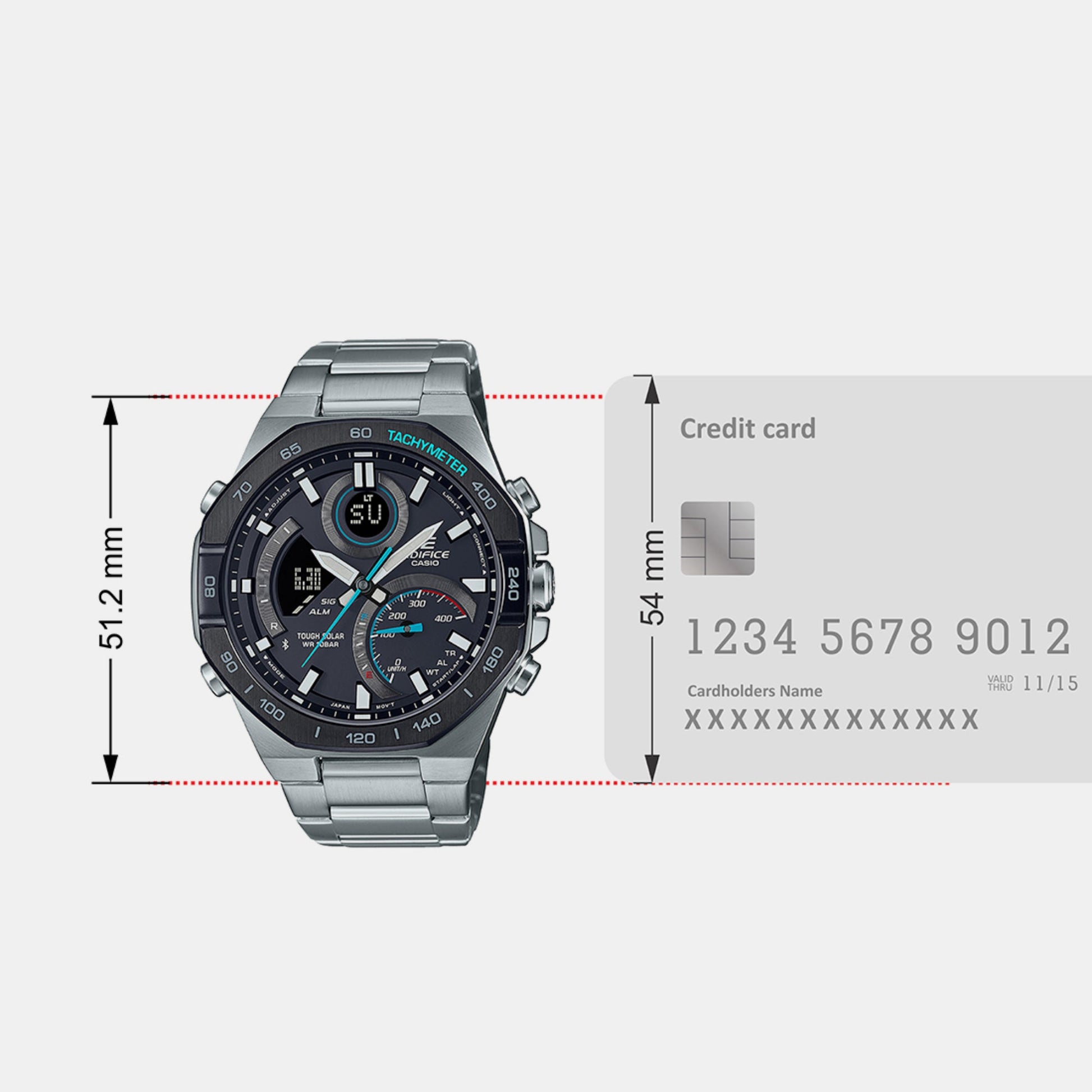 Edifice Men Quartz Black Dial Analog-Digital Stainless Steel Watch EX554