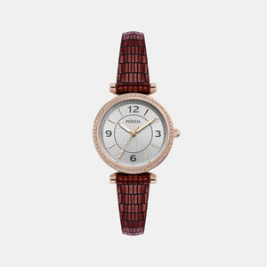 Carlie Women Quartz Rose Gold Dial Analog Leather Watch ES5296