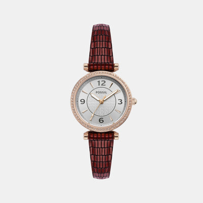 Carlie Women Quartz Rose Gold Dial Analog Leather Watch ES5296