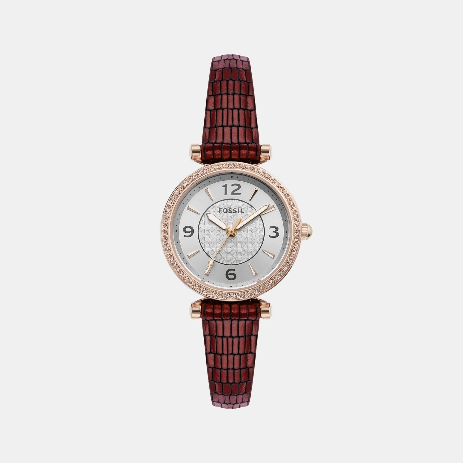 Carlie Women Quartz Rose Gold Dial Analog Leather Watch ES5296