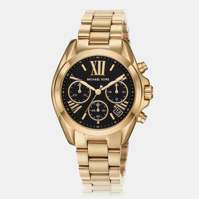 Bradshaw Women Quartz Black Dial Chronograph Stainless Steel Watch MK6959