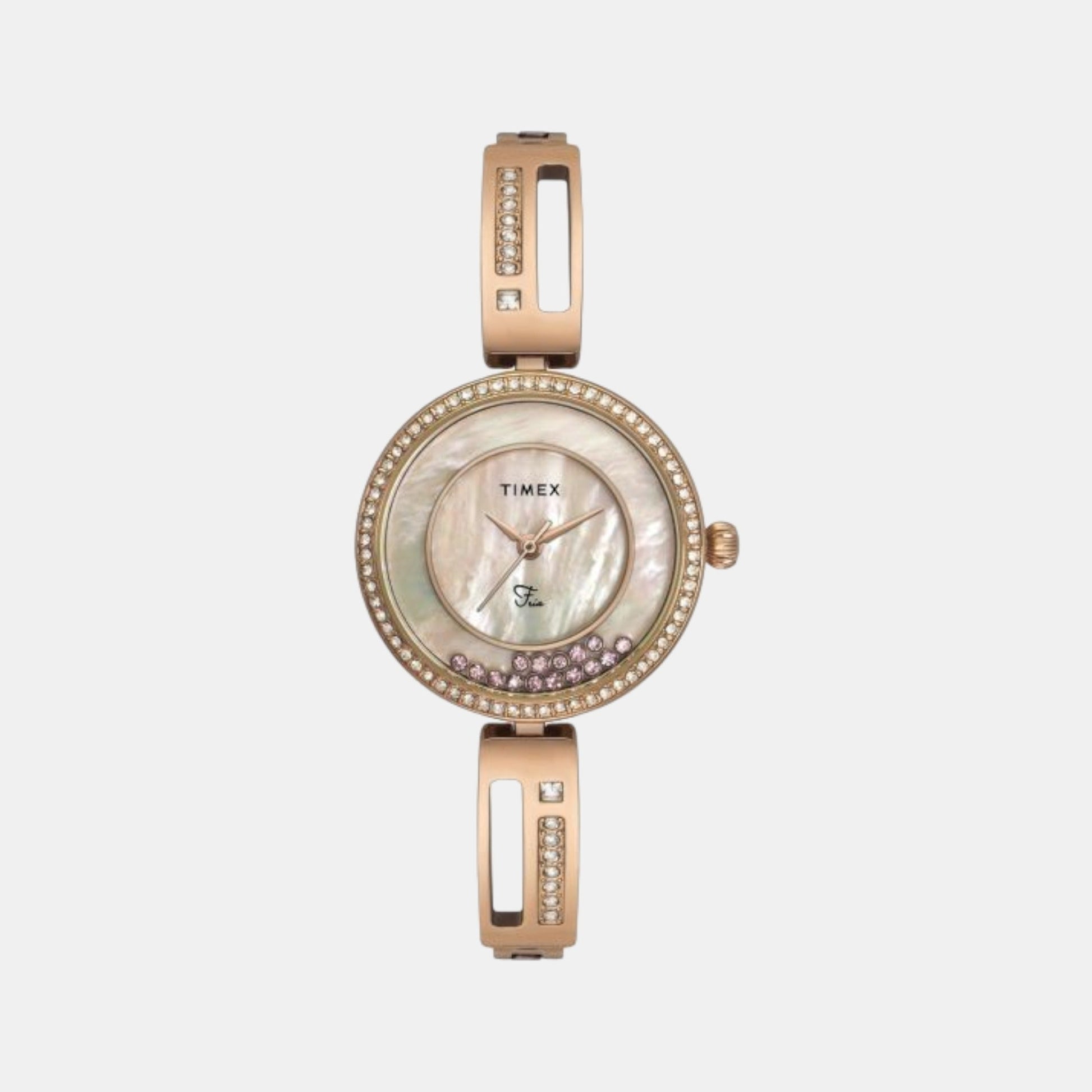 Fria Women Quartz White Dial Analog Brass Watch TWEL16501