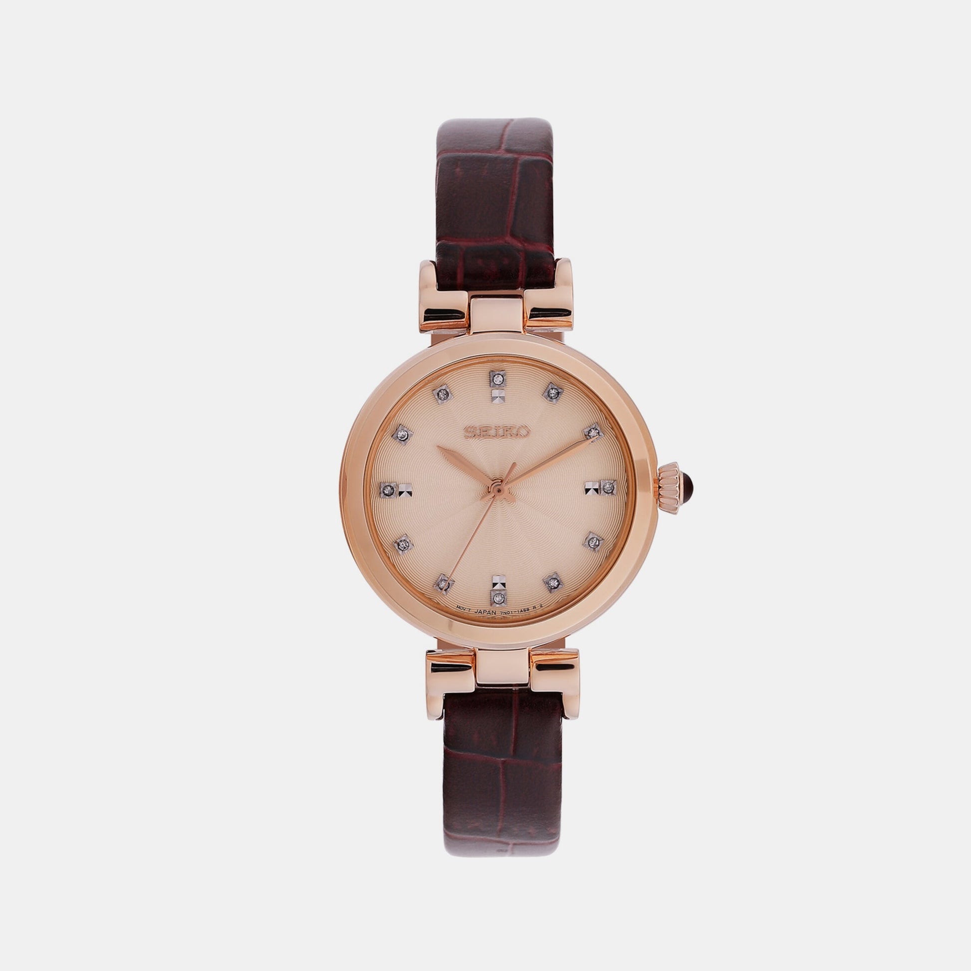 Dress Women Quartz Rose Gold Dial Analog Leather Watch SRZ548P1