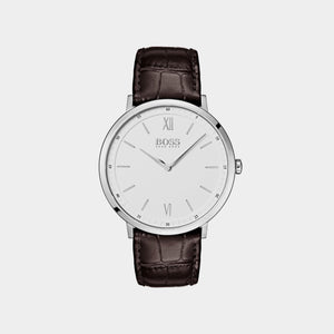 Essential Men Quartz White Dial Analog Leather Watch 1513646
