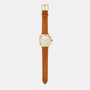 Bradshaw Women Quartz White Dial Chronograph Leather Watch MK2961
