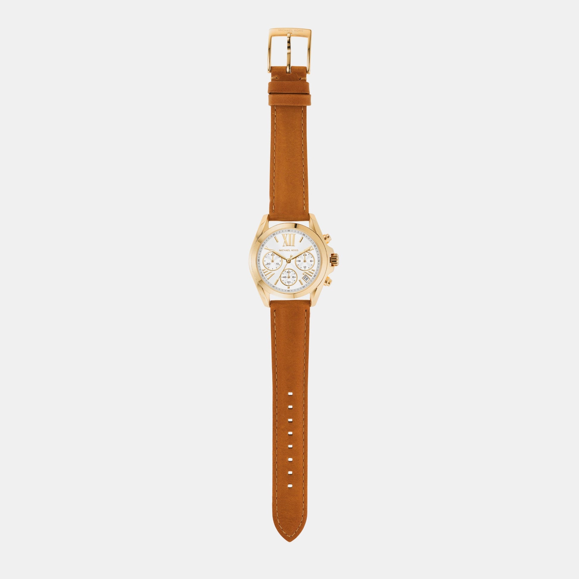 Bradshaw Women Quartz White Dial Chronograph Leather Watch MK2961