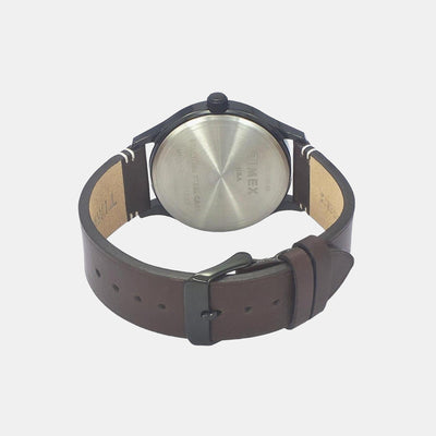 Fashion Men Quartz Beige Dial Analog Leather Watch TWEG19702
