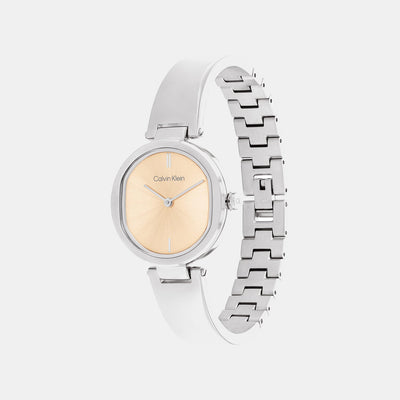 Ck Elevated Women Quartz Gold Dial Analog Stainless Steel Watch 25200311
