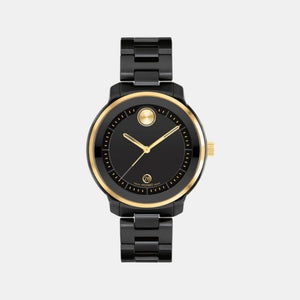 Bold Women Quartz Black Dial Analog Stainless Steel Watch 3600936