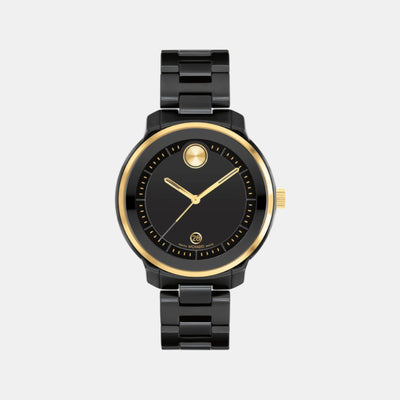 Bold Women Quartz Black Dial Analog Stainless Steel Watch 3600936