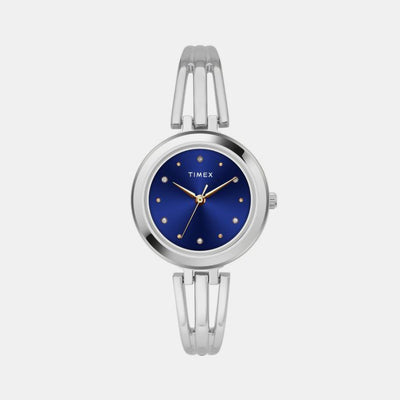 Fashion Women Quartz Blue Dial Analog Stainless Steel Watch TWTL12103