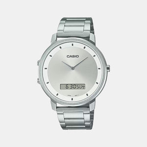 Enticer Men Quartz Silver Dial Analog-Digital Stainless Steel Watch A1960