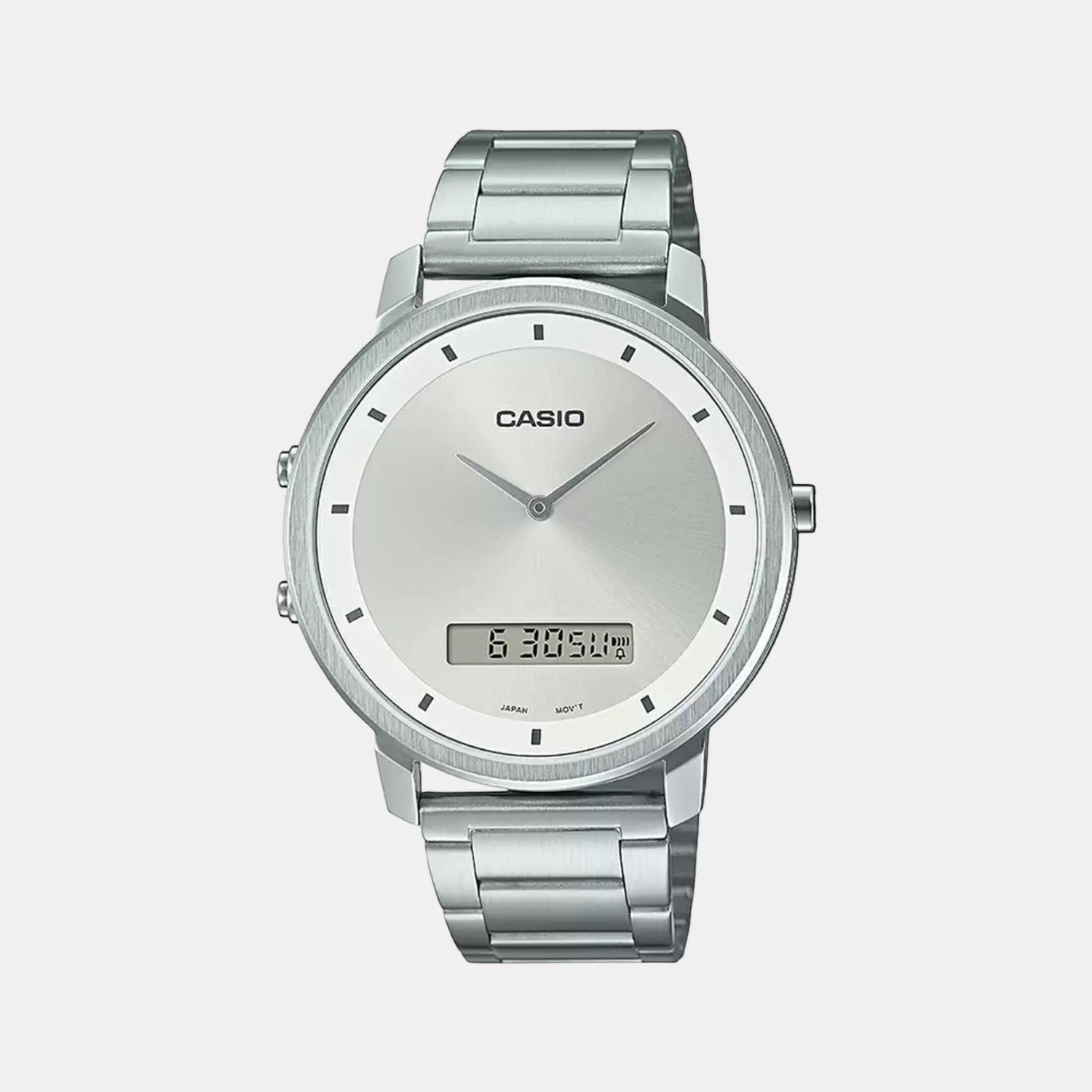 Enticer Men Quartz Silver Dial Analog-Digital Stainless Steel Watch A1960