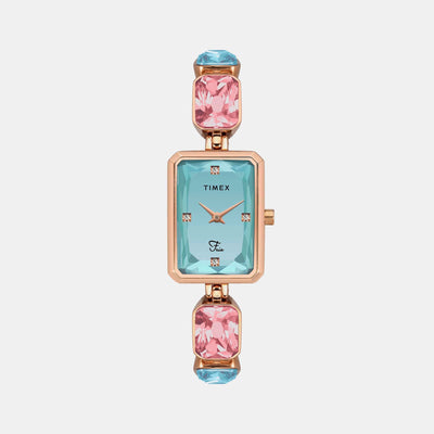 Fria Women Quartz Blue Dial Analog Brass Watch TWEL16900