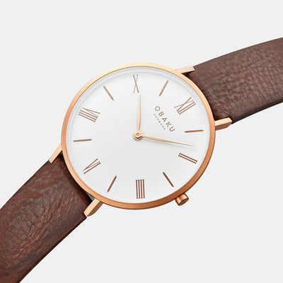 Folie Mahogany Men Quartz Silver Dial Analog Leather Watch V283GXVWRN