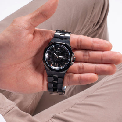 Emperor Men Quartz Black Dial Analog Stainless Steel Watch GW0573G3