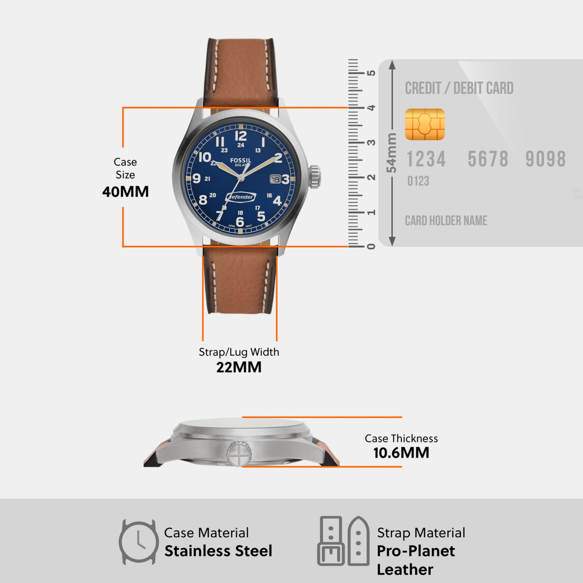 Defender Men Solar Blue Dial Analog Leather Watch FS5975