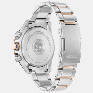 Eco-Drive Men Quartz Two Tone Dial Chronograph Stainless Steel Watch CB5916-59L