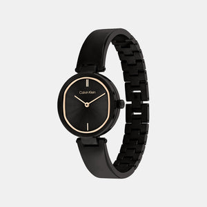 Ck Elevated Women Quartz Black Dial Analog Stainless Steel Watch 25200310