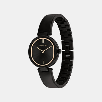 Ck Elevated Women Quartz Black Dial Analog Stainless Steel Watch 25200310
