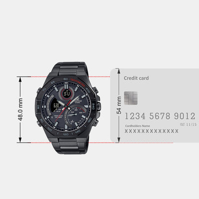 Edifice Men Quartz Black Dial Analog-Digital Stainless Steel Watch EX556