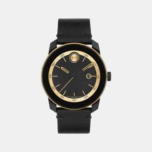 Bold Men Quartz Black Dial Analog Leather Watch 3601130