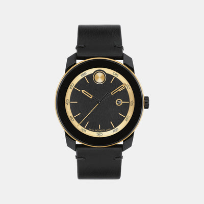 Bold Men Quartz Black Dial Analog Leather Watch 3601130