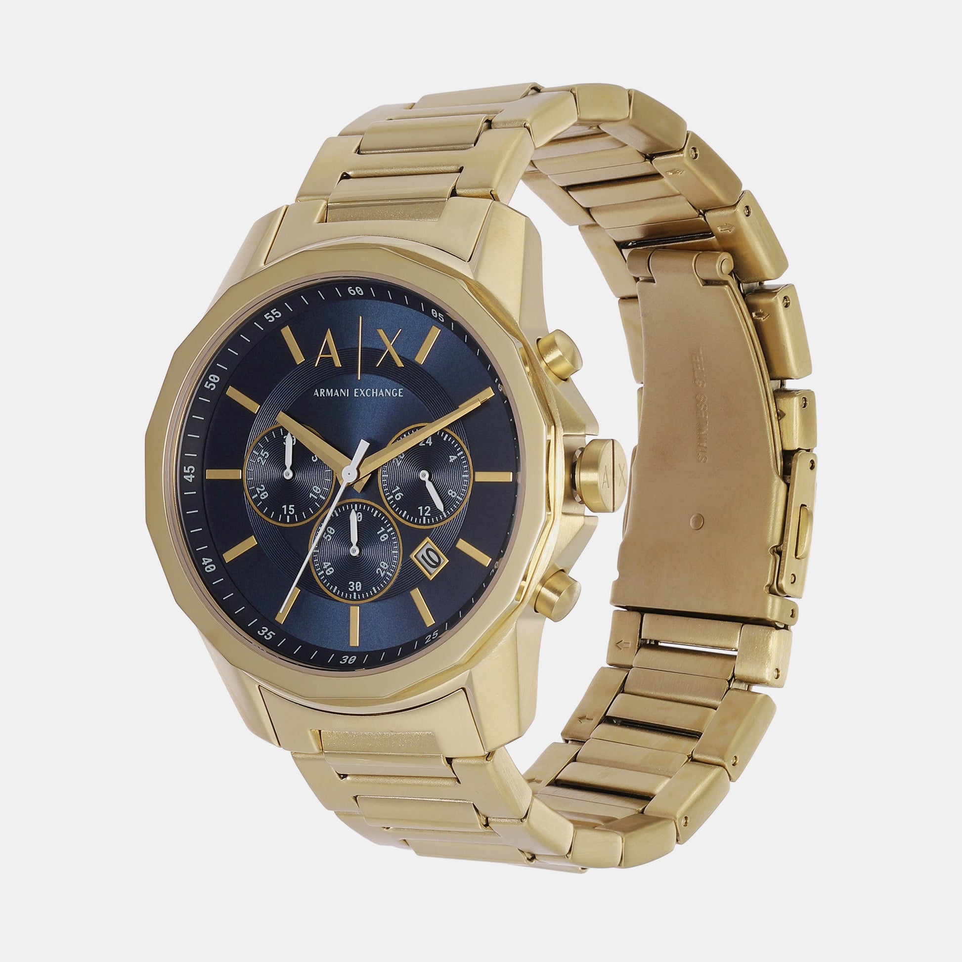 Banks Men Quartz Blue Dial Chronograph Stainless Steel Watch AX7151SET