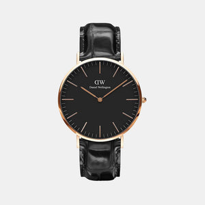 Classic Men Quartz Black Dial Analog Leather Watch DW00100129K
