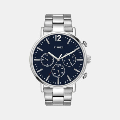 Fashion Men Quartz Black Dial Chronograph Stainless Steel Watch TWEG20011