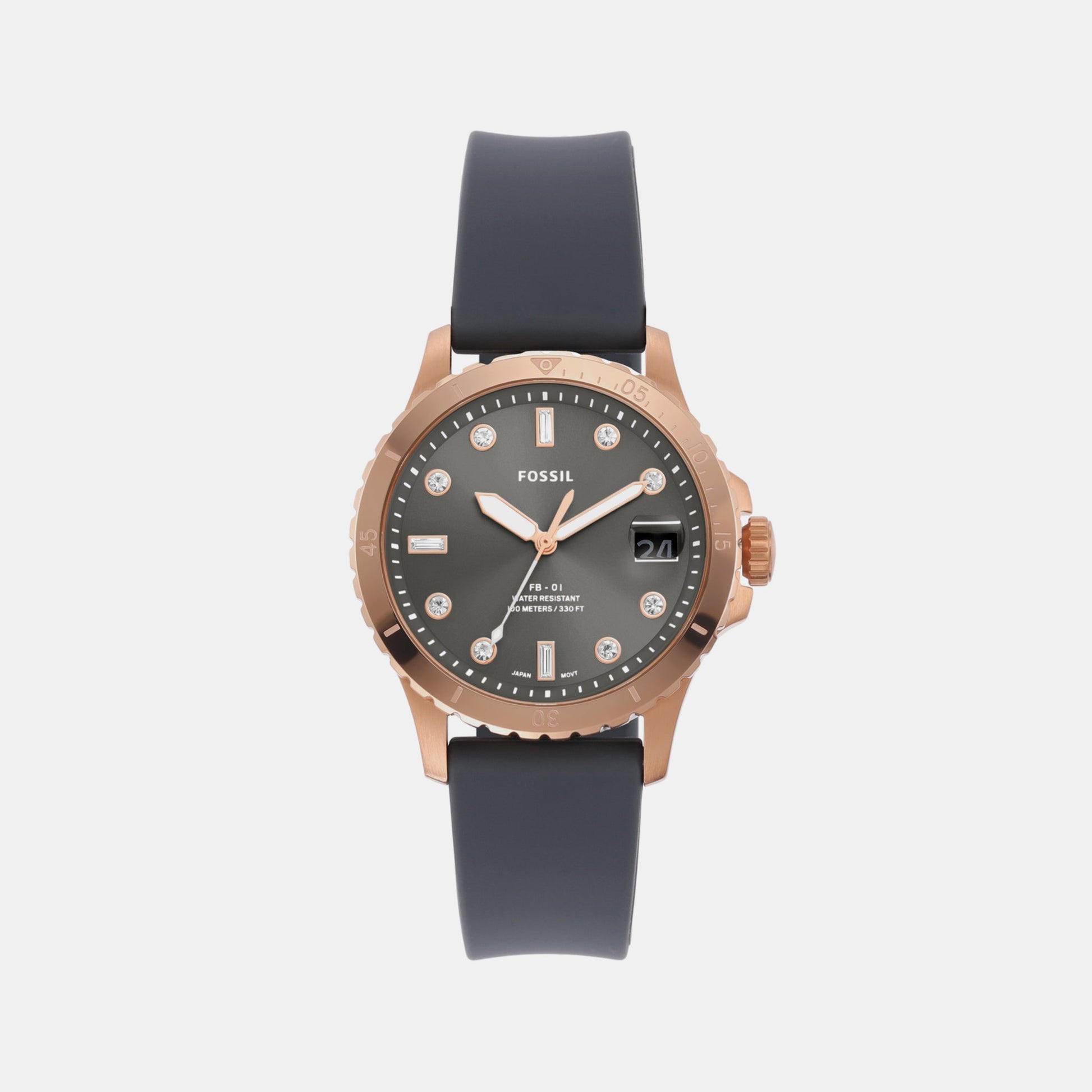 Fb-01 Women Quartz Grey Dial Analog Silicone Watch ES5293