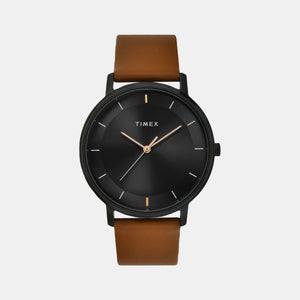 Classics Men Quartz Black Dial Analog Leather Watch TW0TG8016
