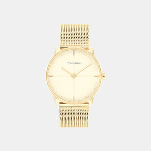Ck Iconic Unisex Quartz Champagne Dial Analog Mesh Watch 25200159
